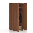 Büro-Garderobenschrank hoch SOLID, Kleiderstange, 2 Ablagen, 800 x 600 x 1830 mm, Nussbaum