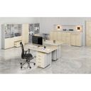 Büro-Kombischrank mit Holz- und Glastür PRIMO GRAY, 1781 x 800 x 420 mm, grau/natur Eiche