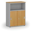 Büro-Kombischrank mit Schubladentür PRIMO GRAY, 1087 x 800 x 420 mm, grau/Buche