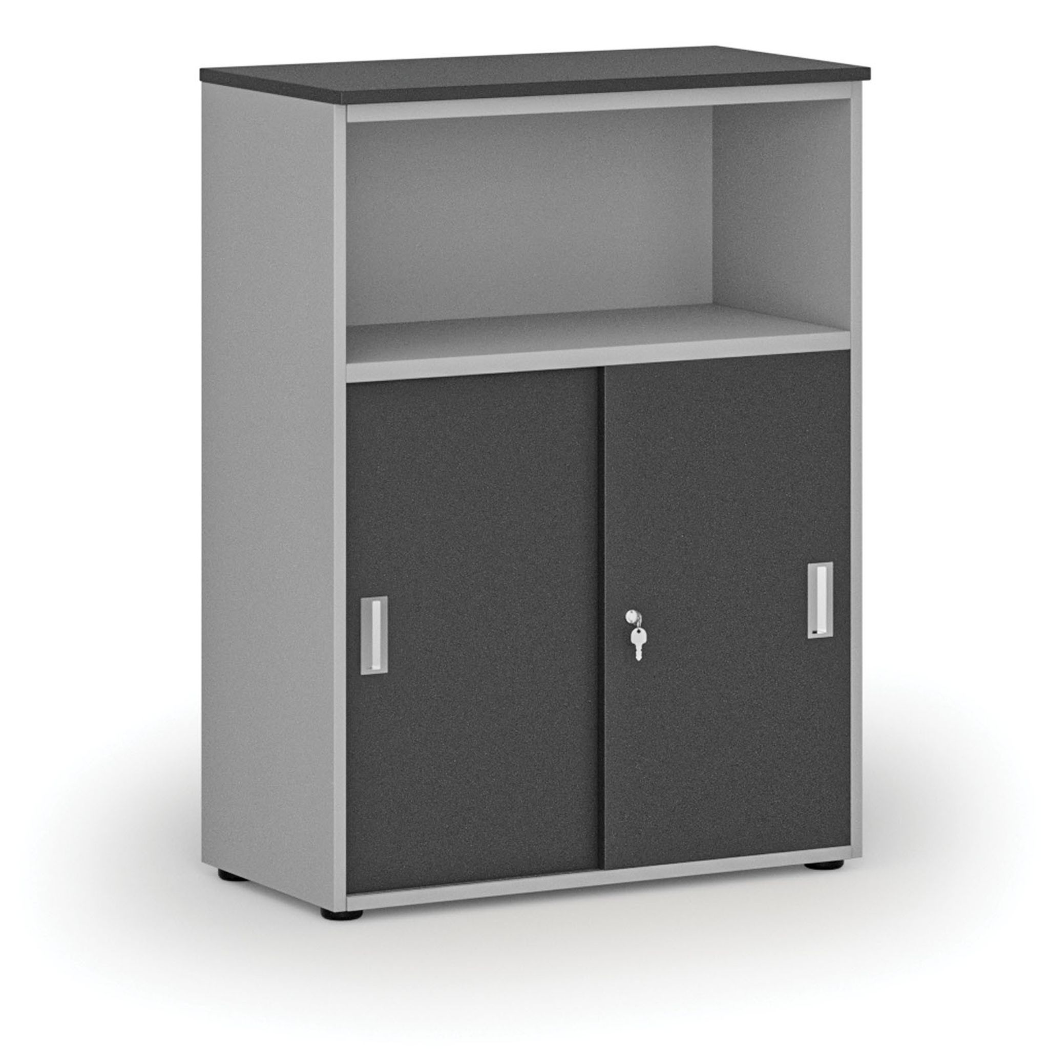 Büro-Kombischrank mit Schubladentür PRIMO GRAY, 800 x 420 x 1087 mm, grau/Graphit