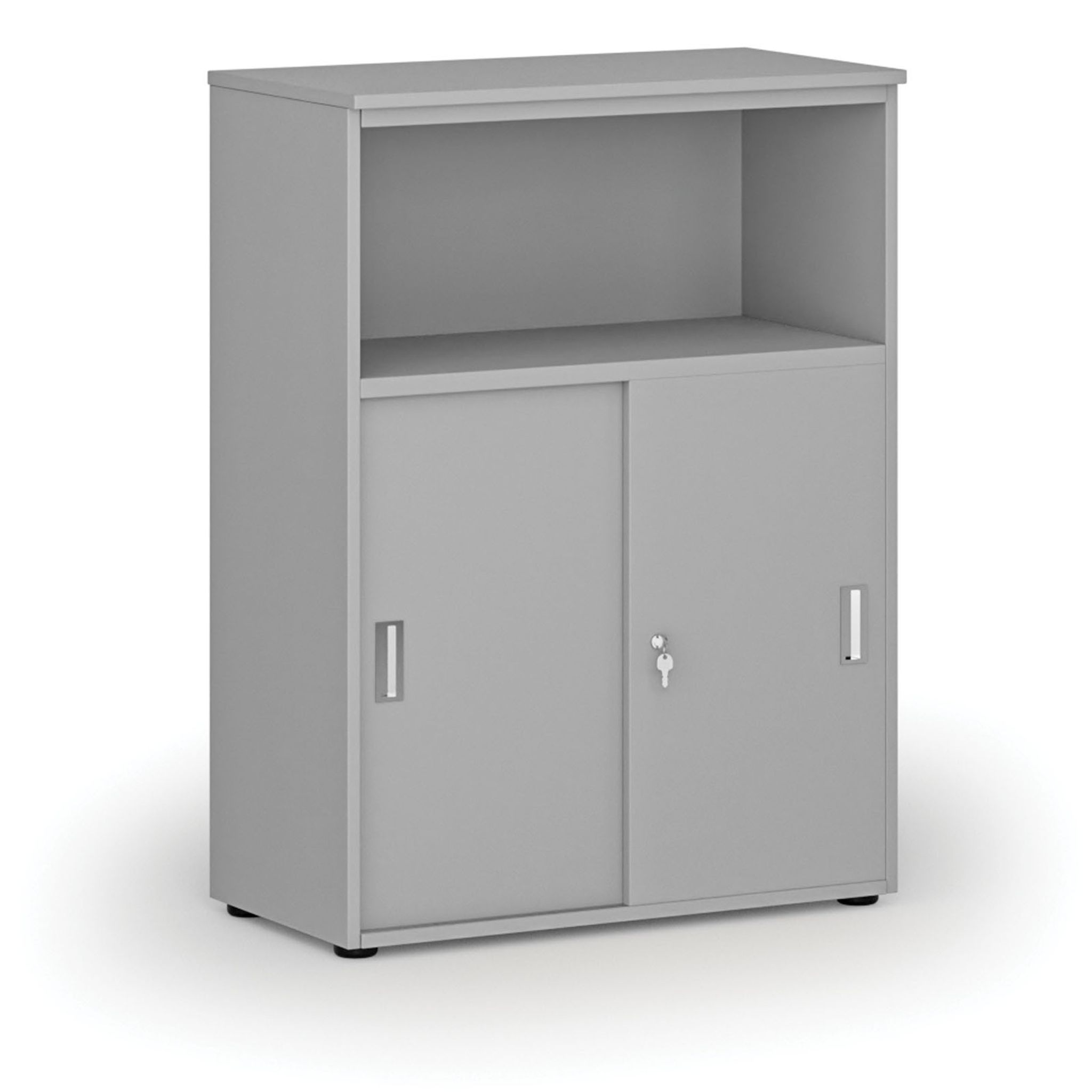 Büro-Kombischrank mit Schubladentür PRIMO GRAY, 800 x 420 x 1087 mm, grau