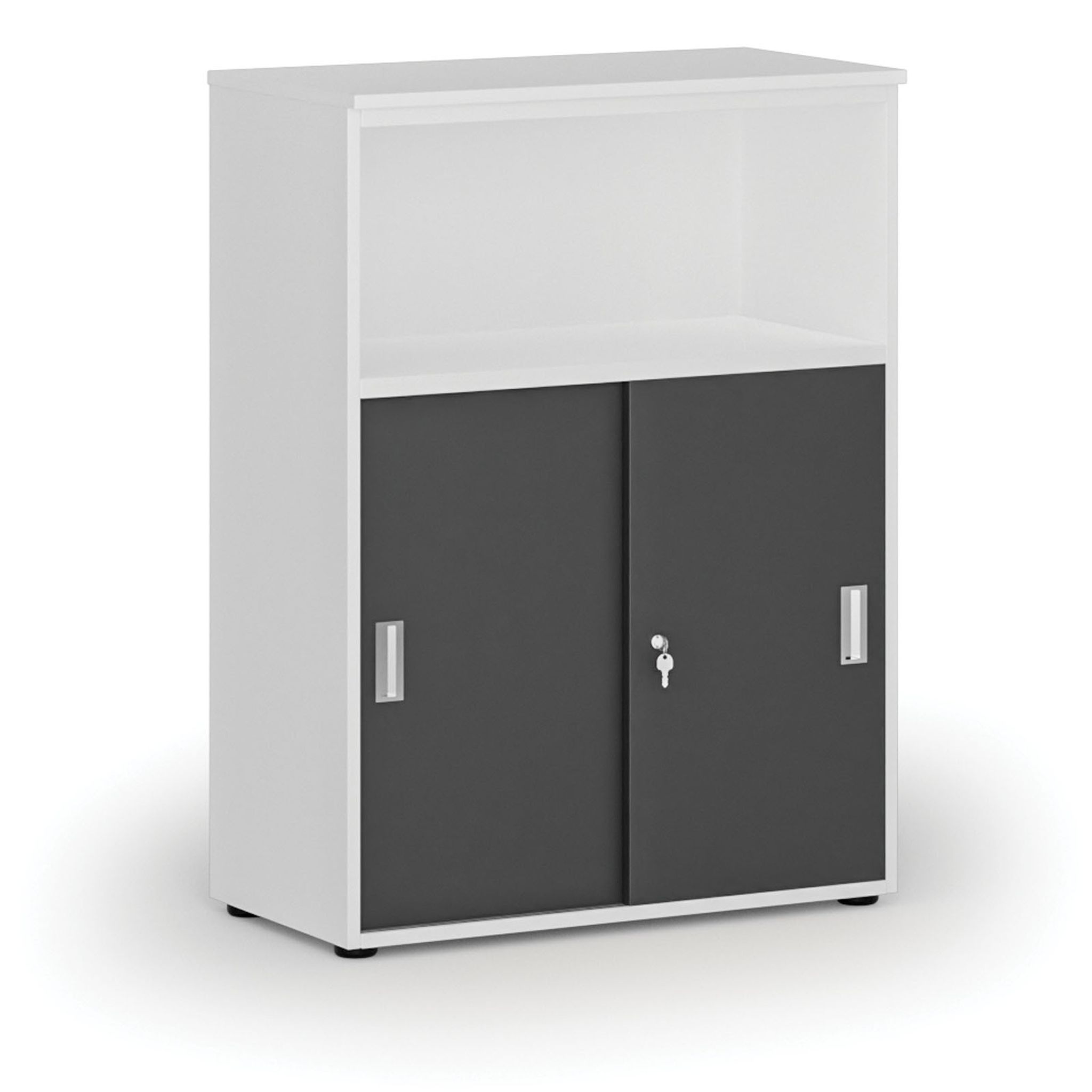 Büro-Kombischrank mit Schubladentür PRIMO WHITE, 1087 x 800 x 420 mm, weiß/Graphit