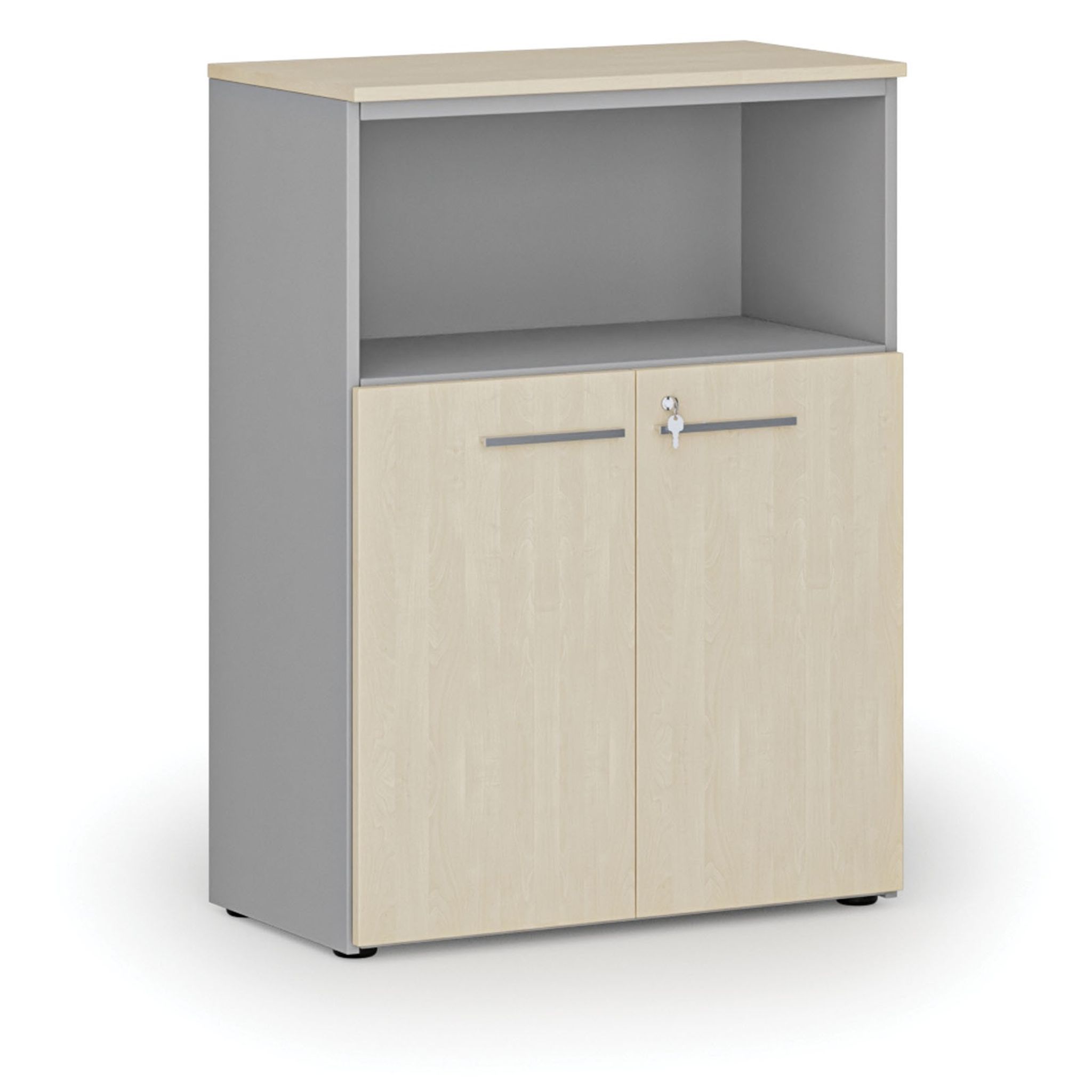 Büro-Kombischrank PRIMO GRAY, 1087 x 800 x 420 mm, grau/Birke