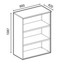 Büro-Kombischrank PRIMO GRAY, 800 x 420 x 1087 mm, grau/Kirsche