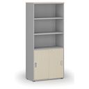 Büro-Kombischrank PRIMO GRAY, Schiebetür auf 2 Etagen, 1781 x 800 x 420 mm, grau/Birke