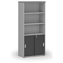 Büro-Kombischrank PRIMO GRAY, Schiebetür auf 2 Etagen, 1781 x 800 x 420 mm, grau/Graphit
