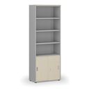 Büro-Kombischrank PRIMO GRAY, Schiebetür auf 2 Etagen, 2128 x 800 x 420 mm, grau/Birke
