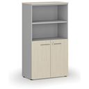Büro-Kombischrank PRIMO GRAY, Tür auf 2 Etagen, 800 x 420 x 1434 mm, Grau/Birke
