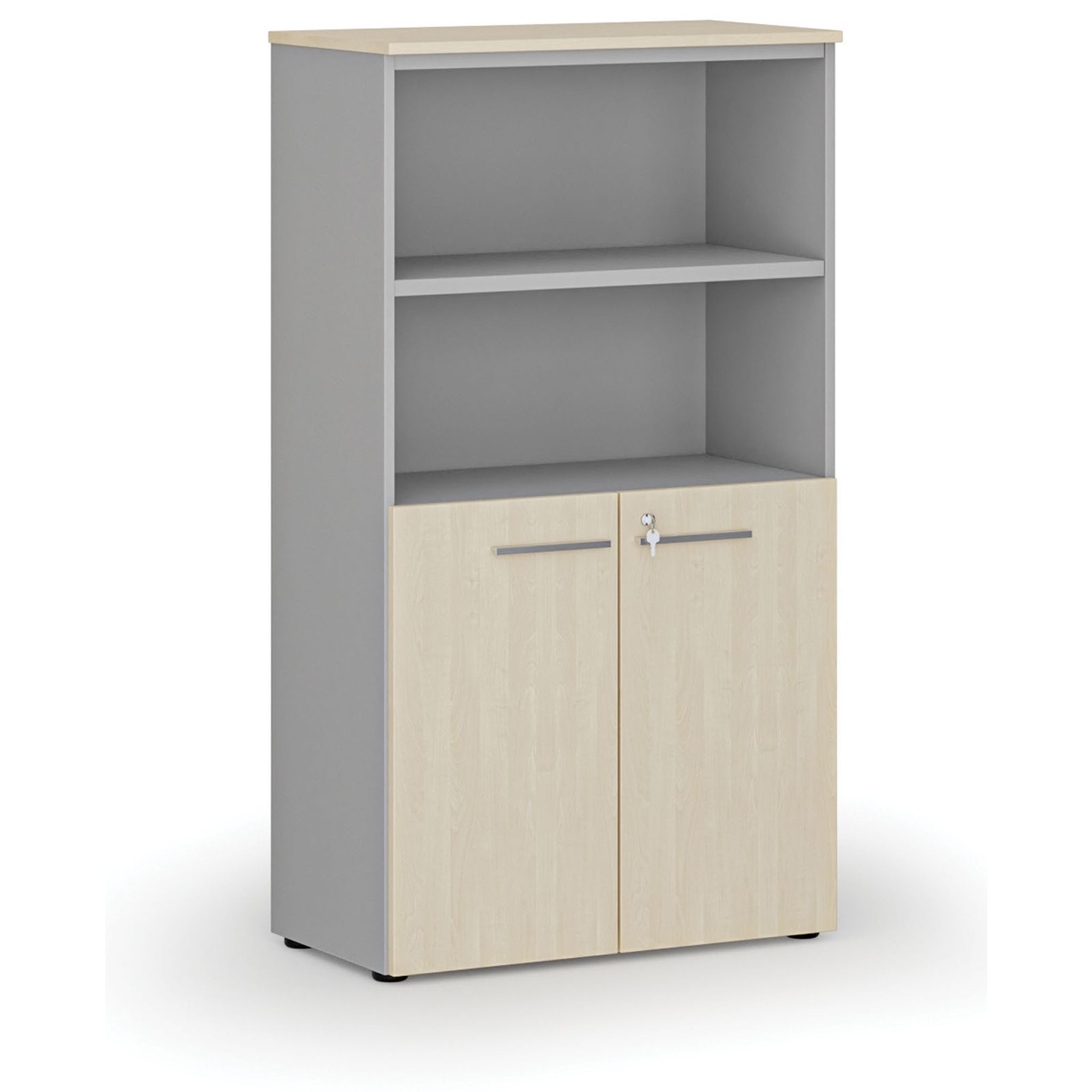 Büro-Kombischrank PRIMO GRAY, Tür auf 2 Etagen, 800 x 420 x 1434 mm