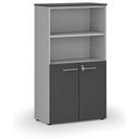 Büro-Kombischrank PRIMO GRAY, Tür auf 2 Etagen, 800 x 420 x 1434 mm, grau/Graphit