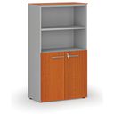 Büro-Kombischrank PRIMO GRAY, Tür auf 2 Etagen, 800 x 420 x 1434 mm, grau/Kirsche