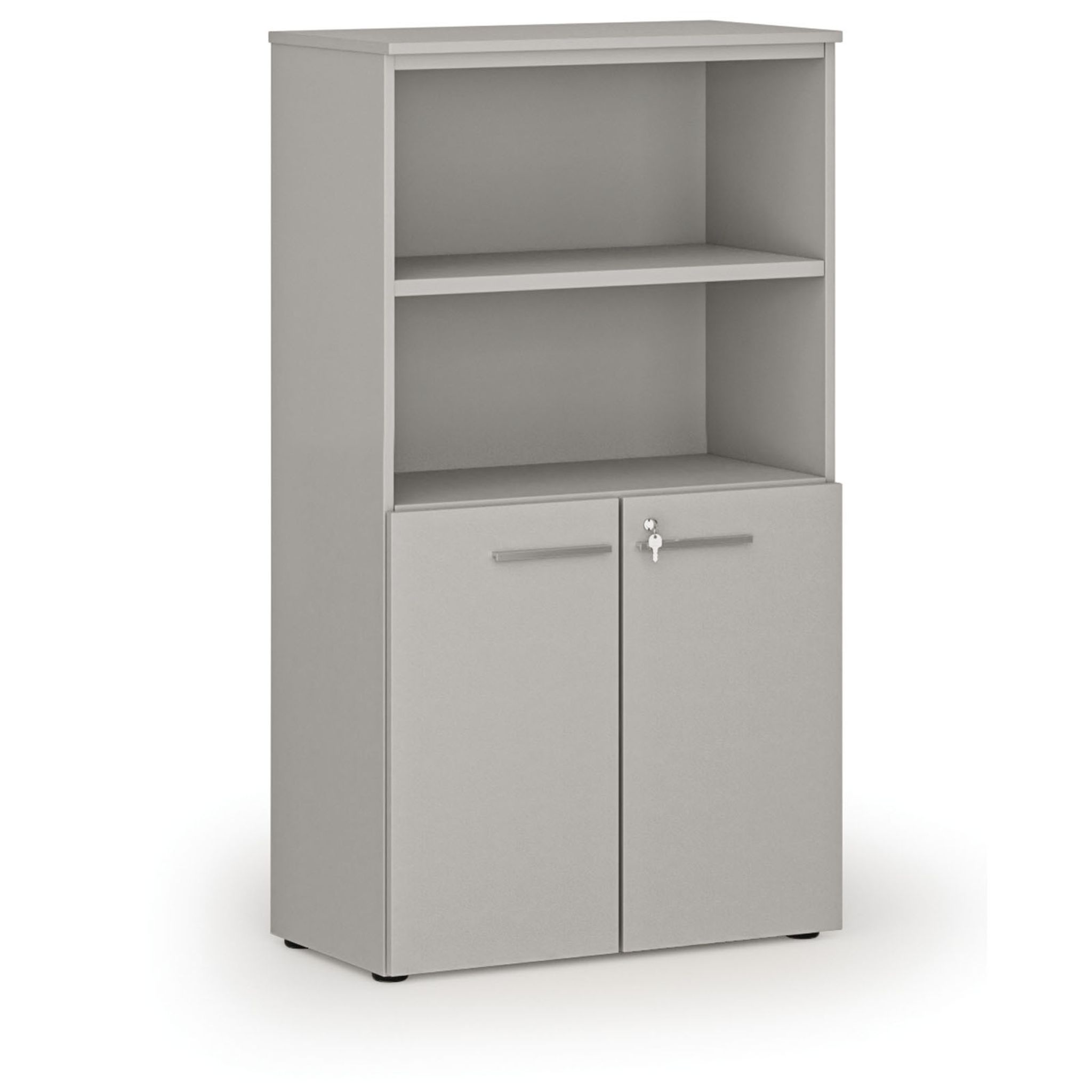 Büro-Kombischrank PRIMO GRAY, Tür auf 2 Etagen, 800 x 420 x 1434 mm, grau