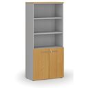 Büro-Kombischrank PRIMO GRAY, Tür auf 2 Etagen, 1781 x 800 x 420 mm, grau/Buche