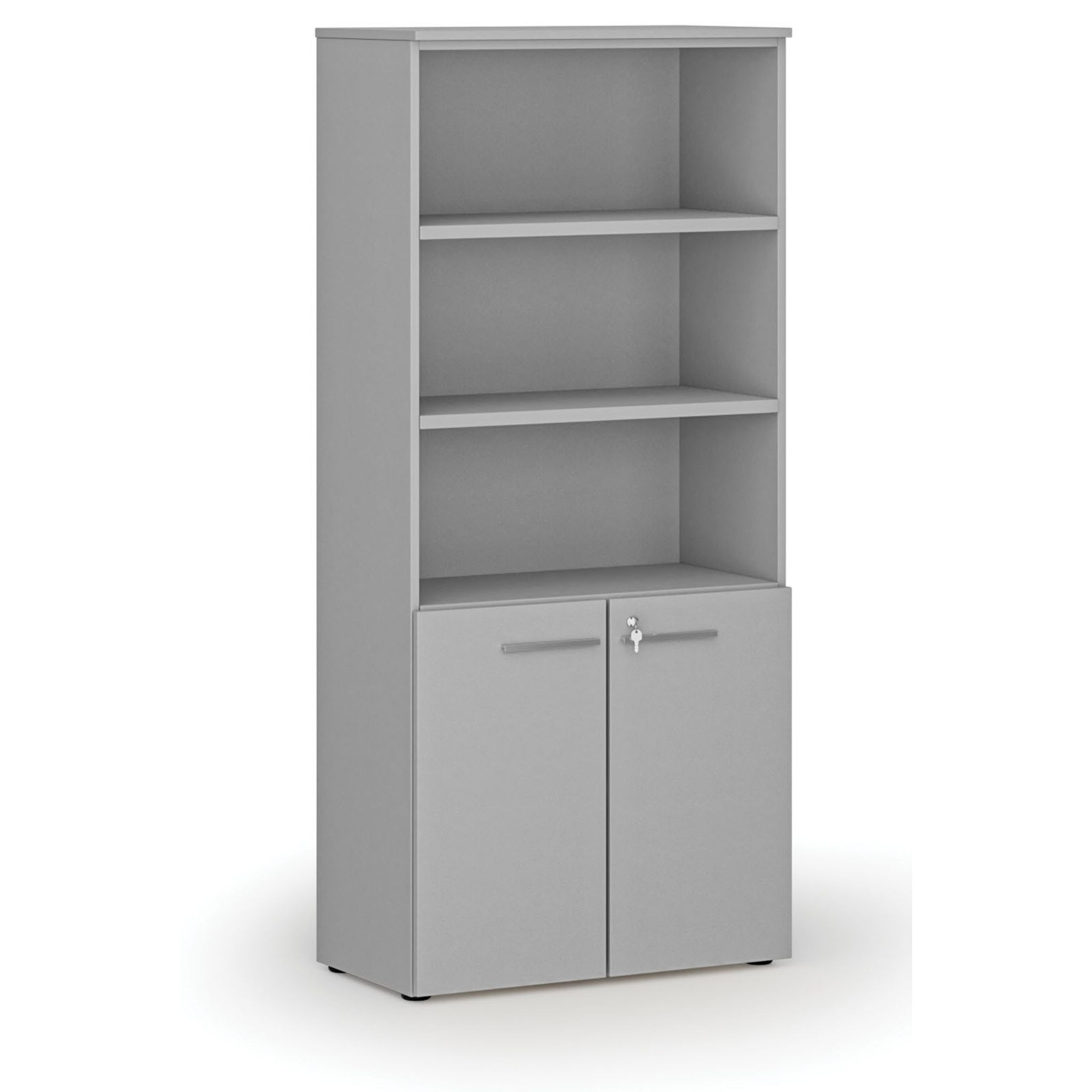 Büro-Kombischrank PRIMO GRAY, Tür auf 2 Etagen, 1781 x 800 x 420 mm, grau