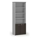 Büro-Kombischrank PRIMO GRAY, Tür auf 2 Etagen, 2128 x 800 x 420 mm, grau/Wenge