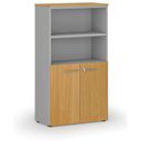 Büro-Kombischrank PRIMO GRAY, Tür auf 2 Etagen, 800 x 420 x 1434 mm, Grau/Buche