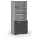 Büro-Kombischrank PRIMO GRAY, Tür auf 2 Etagen, 800 x 420 x 1781 mm, grau/Graphit