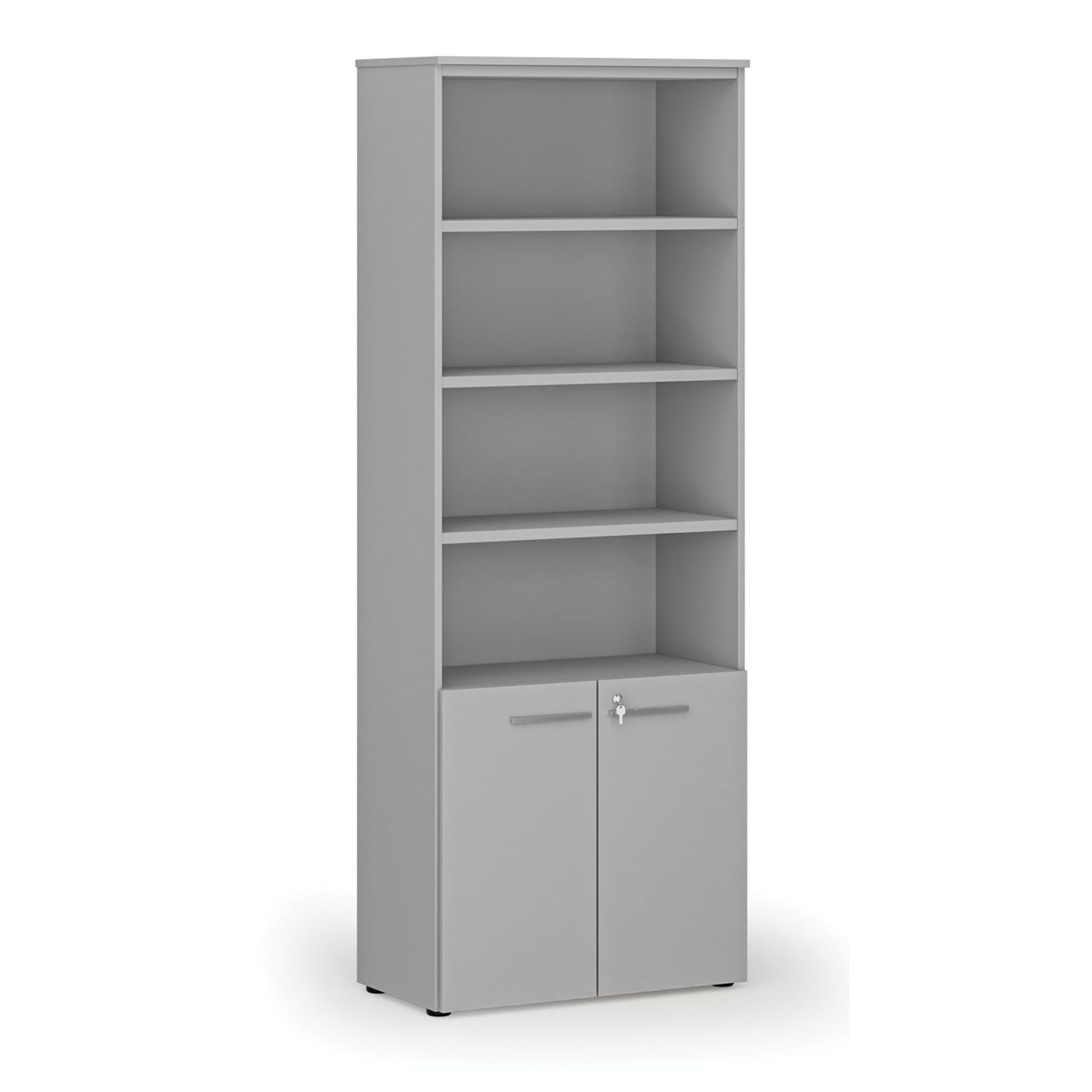 Büro-Kombischrank PRIMO GRAY, Tür auf 2 Etagen, 800 x 420 x 2128 mm, grau