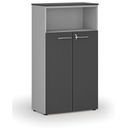 Büro-Kombischrank PRIMO GRAY, Tür auf 3 Etagen, 800 x 420 x 1434 mm, grau/Graphit