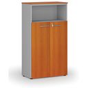 Büro-Kombischrank PRIMO GRAY, Tür auf 3 Etagen, 800 x 420 x 1434 mm, grau/Kirsche