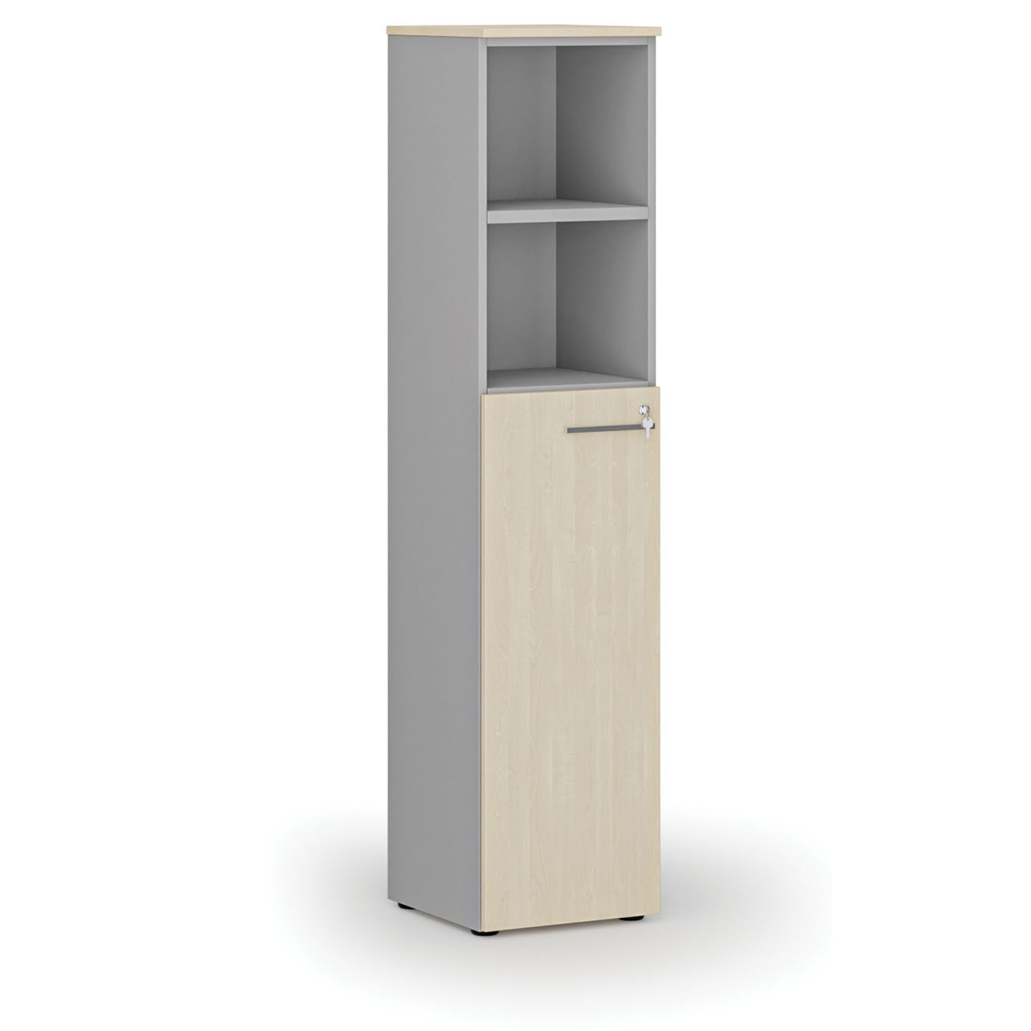 Büro-Kombischrank PRIMO GRAY, Tür auf 3 Etagen, 400 x 420 x 1781 mm