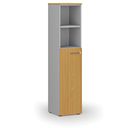 Büro-Kombischrank PRIMO GRAY, Tür auf 3 Etagen, 400 x 420 x 1781 mm, Grau/Buche