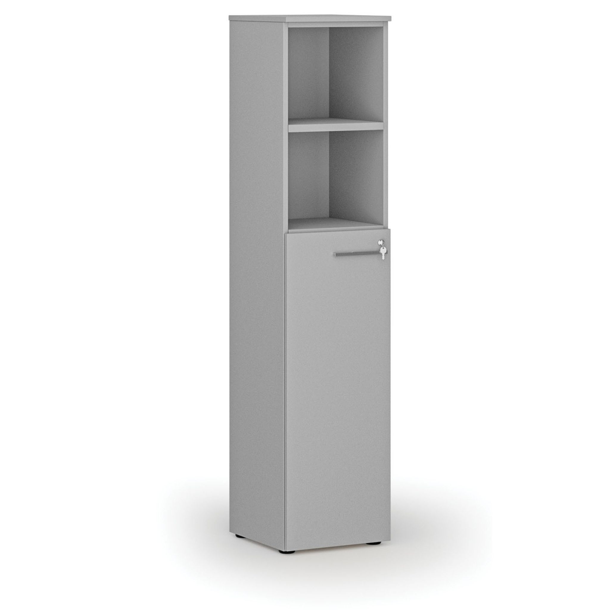 Büro-Kombischrank PRIMO GRAY, Tür auf 3 Etagen, 400 x 420 x 1781 mm, grau