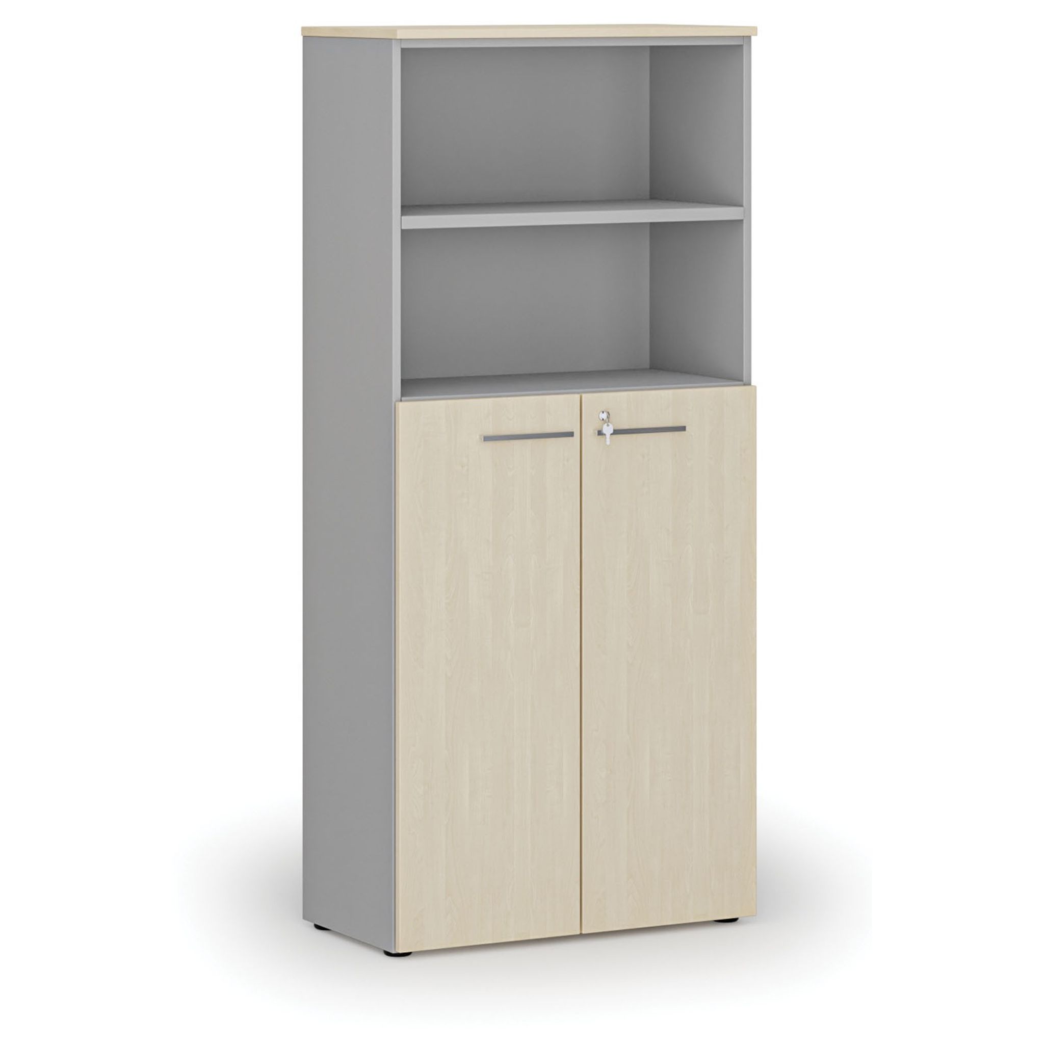 Büro-Kombischrank PRIMO GRAY, Tür auf 3 Etagen, 1781 x 800 x 420 mm
