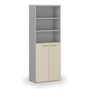 Büro-Kombischrank PRIMO GRAY, Tür auf 3 Etagen, 2128 x 800 x 420 mm, Grau/Birke