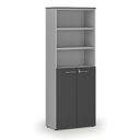 Büro-Kombischrank PRIMO GRAY, Tür auf 3 Etagen, 800 x 420 x 2128 mm, grau/Graphit