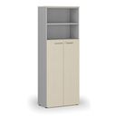 Büro-Kombischrank PRIMO GRAY, Tür auf 4 Etagen, 800 x 420 x 2128 mm, grau/Birke