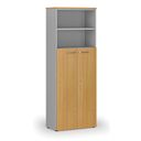 Büro-Kombischrank PRIMO GRAY, Tür auf 4 Etagen, 800 x 420 x 2128 mm, grau/Buche