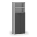 Büro-Kombischrank PRIMO GRAY, Tür auf 4 Etagen, 800 x 420 x 2128 mm, grau/Graphit