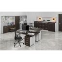 Büro-Kombischrank PRIMO GRAY, Tür auf 4 Etagen, 800 x 420 x 2128 mm, grau/Wenge