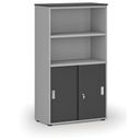 Büro-Kombischrank PRIMO GRAY, versenkbare Tür auf 2 Etagen, 1434 x 800 x 420 mm, grau/Graphit