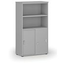 Büro-Kombischrank PRIMO GRAY, versenkbare Tür auf 2 Etagen, 1434 x 800 x 420 mm, grau