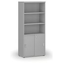 Büro-Kombischrank PRIMO GRAY, versenkbare Tür auf 2 Etagen, 1781 x 800 x 420 mm, grau