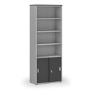Büro-Kombischrank PRIMO GRAY, versenkbare Tür auf 2 Etagen, 2128 x 800 x 420 mm, grau/Graphit