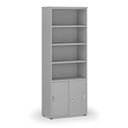 Büro-Kombischrank PRIMO GRAY, versenkbare Tür auf 2 Etagen, 800 x 420 x 2128 mm, grau