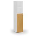 Büro-Kombischrank PRIMO, Tür auf 3 Etagen, 400 x 420 x 1781 mm, Weiß/Buche