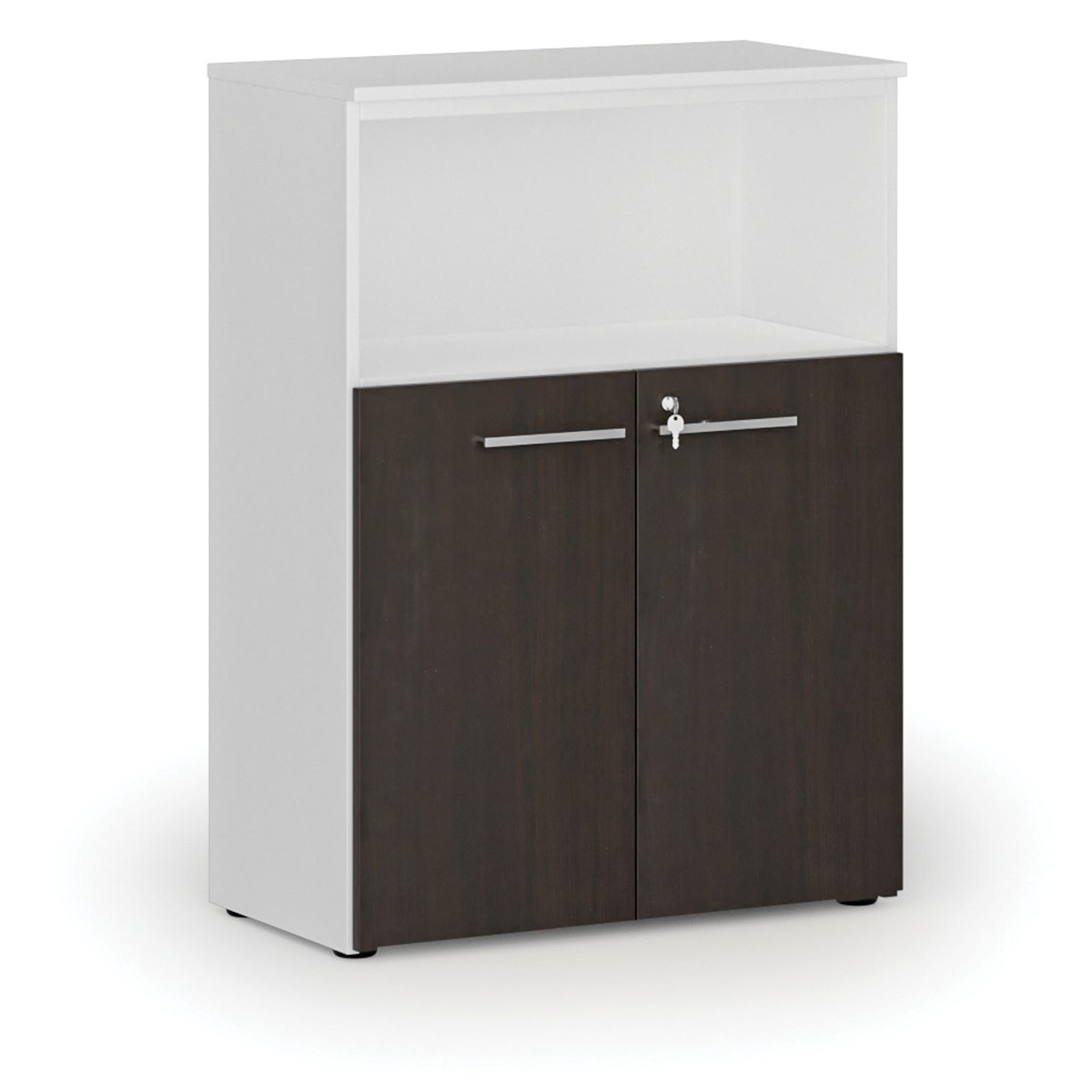 Büro-Kombischrank PRIMO WHITE, 1087 x 800 x 420 mm, weiß/Wenge