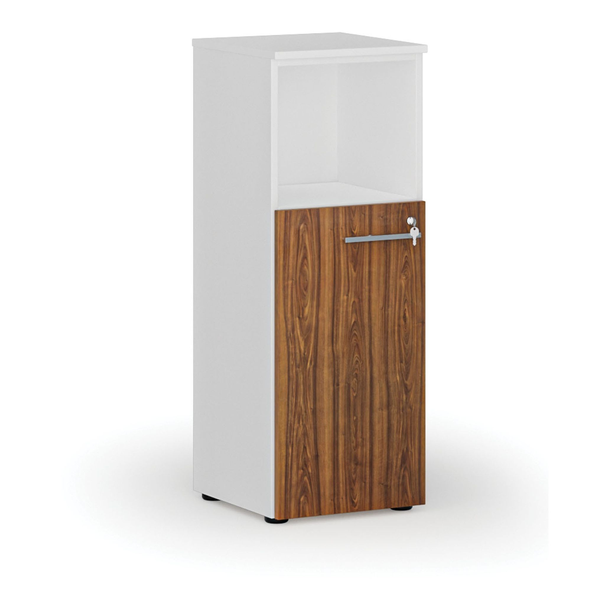 Büro-Kombischrank PRIMO WHITE, 400 x 420 x 1087 mm, weiß/Nussbaum