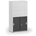 Büro-Kombischrank PRIMO WHITE, Schiebetür auf 2 Etagen, 1434 x 800 x 420 mm, weiß/Graphit