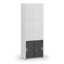Büro-Kombischrank PRIMO WHITE, Schiebetür auf 2 Etagen, 2128 x 800 x 420 mm, weiß/Graphit