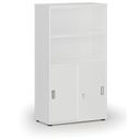Büro-Kombischrank PRIMO WHITE, Schiebetür auf 2 Etagen, 800 x 420 x 1434 mm, weiß