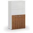 Büro-Kombischrank PRIMO WHITE, Tür auf 2 Etagen, 1434 x 800 x 420 mm, weiß/Nussbaum