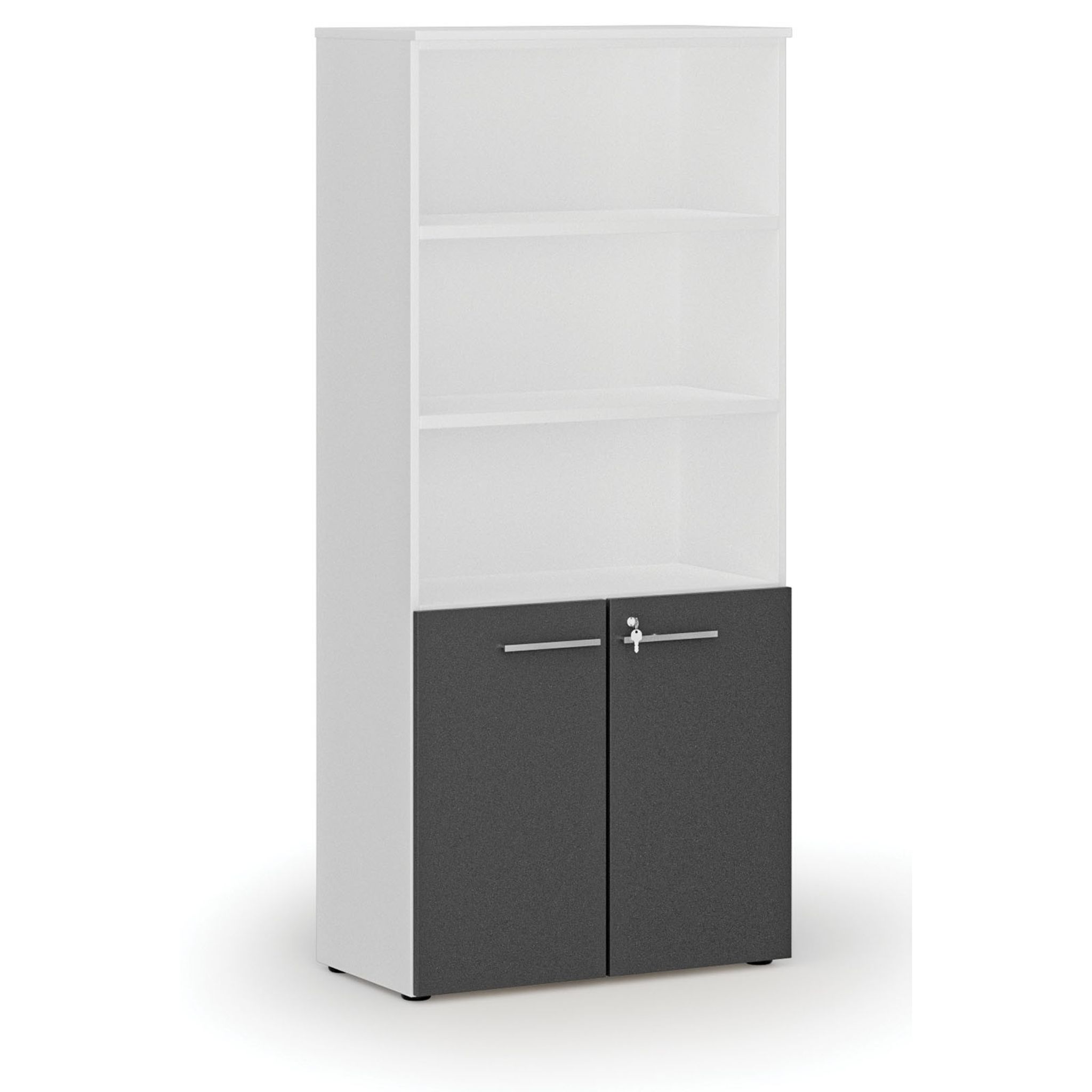 Büro-Kombischrank PRIMO WHITE, Tür auf 2 Etagen, 1781 x 800 x 420 mm, weiß/Graphit