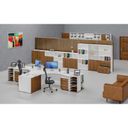 Büro-Kombischrank PRIMO WHITE, Tür auf 2 Etagen, 1781 x 800 x 420 mm, weiß/Nussbaum