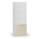 Büro-Kombischrank PRIMO WHITE, Tür auf 2 Etagen, 800 x 420 x 2128 mm, weiß/Birke