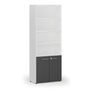 Büro-Kombischrank PRIMO WHITE, Tür auf 2 Etagen, 800 x 420 x 2128 mm, weiß/Graphit
